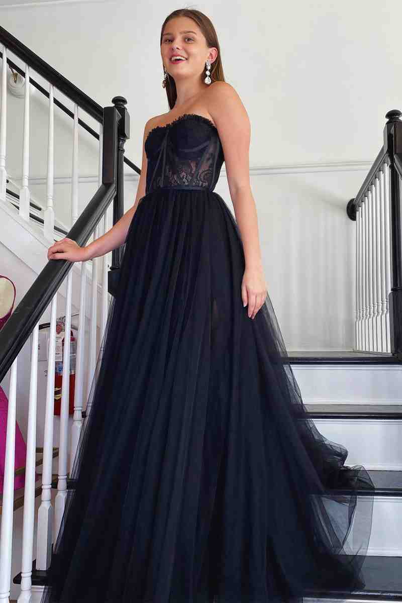 black corset dress long